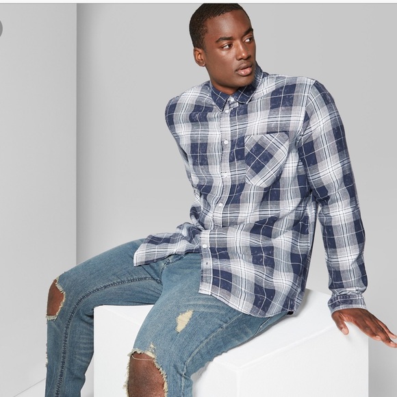 Original use plaid button down-fighter pilot blue - Picture 4 of 7